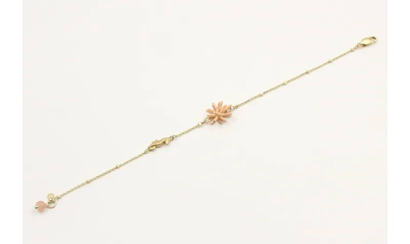 Pulsera cadena microbola en oro mate con estrella 