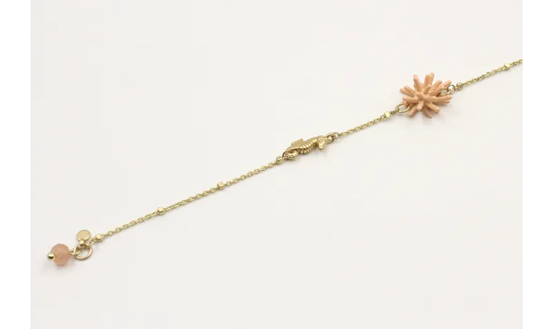 Pulsera cadena microbola en oro mate con estrella 