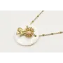 Collar cadena bola esmaltada verde con disco nacar