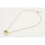 Collar cadena bola esmaltada rosa con disco nacar,