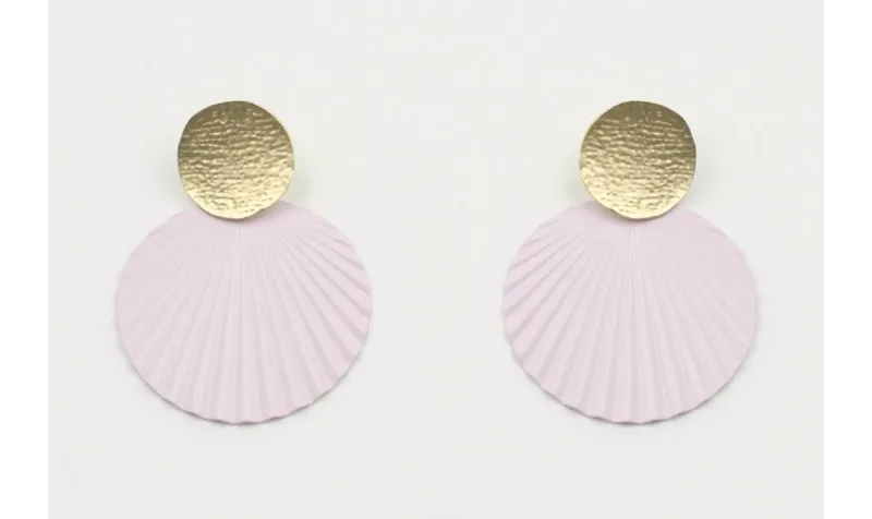 Pendientes perno disco oro mate y disco ondulado e