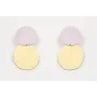 Pendientes perno disco ondulado esmaltado lila y d