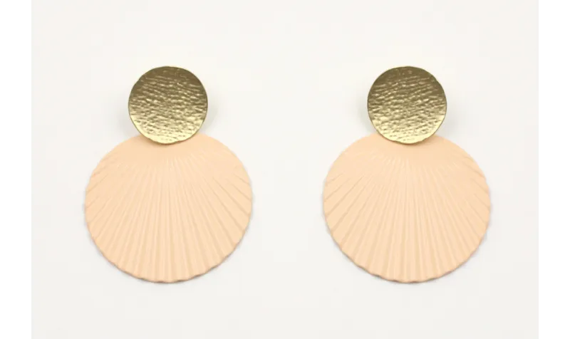 Pendientes perno disco oro mate y disco ondulado e