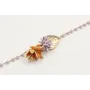 Pulsera cadena facetadas lilas, hoja oro mate, est