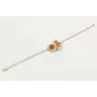 Pulsera cadena facetadas lilas, flor oro mate, ram
