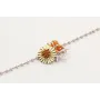 Pulsera cadena facetadas lilas, flor oro mate, ram