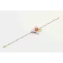 Pulsera cadena facetadas lilas, hoja oro mate,flor