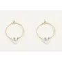 Pendientes aro dorado con corazón hueco blanco