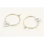 Pendientes aro dorado con corazón hueco blanco