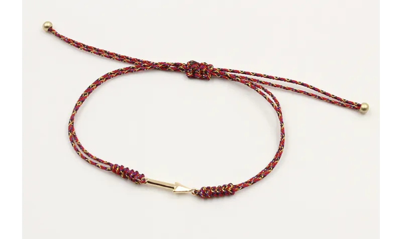 Pulsera nudo serpiente rojo vivo y oro con flecha 