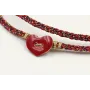 Pulsera trenzada hilo rojo vivo y oro con chapa co