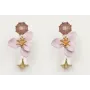 Pendientes perno cristal morado opal, flor esmalta
