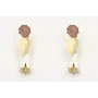 Pendientes perno cristal morado opal, hoja oro mat