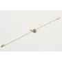 Pulsera cadena bola esmaltada blanca con flor lila