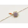 Pulsera cadena bola esmaltada blanca con flor lila