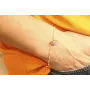 Pulsera cadena bola esmaltada blanca con flor lila