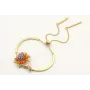 Pulsera semirigida con hoja central oro mate, oval