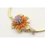 Pulsera semirigida con hoja central oro mate, oval