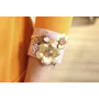 Pulsera rigida farrada con hilo macrame lila con f