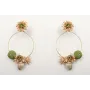 Pendientes perno coral esmaltado salmón y blanco c
