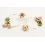 Pendientes perno coral esmaltado salmón y blanco c
