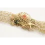 Pulsera de ganchillo con casquillas beige con piez