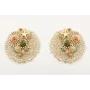 Pendientes de ganchillo con casquillas beige con p