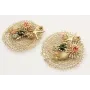 Pendientes de ganchillo con casquillas beige con p