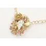 Collar fino de ganchillo con coral esmaltado rosa,
