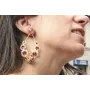 Pendientes perno brillo morado opal, trio flores b