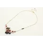 Collar con trio de flores blancas y moradas, burru