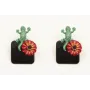 Pendientes perno lagarto verde con cuadrado esmalt