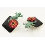 Pendientes perno lagarto verde con cuadrado esmalt