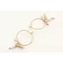 Pendientes aro oro mate colibri blanco. Largo 3cm.