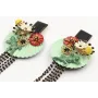Pendientes perno rectangulo esmaltado negro, pieza