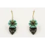 Pendientes aro oro mate con flor esmalte azul y ve