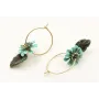 Pendientes aro oro mate con flor esmalte azul y ve