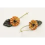 Pendientes aro oro mate con flor esmalte roja y ve