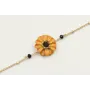 Pulsera cadena microbola oro amte con flor esmalta