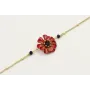 Pulsera cadena microbola oro amte con flor esmalta