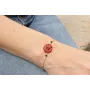 Pulsera cadena microbola oro amte con flor esmalta