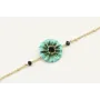 Pulsera cadena microbola oro amte con flor esmalta