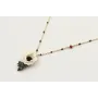 Collar cadena eslabón y microbola esmaltda negra c