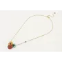 Collar cadena microbolas oro mate con trio flores 