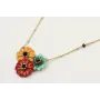 Collar cadena microbolas oro mate con trio flores 