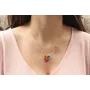 Collar cadena microbolas oro mate con trio flores 