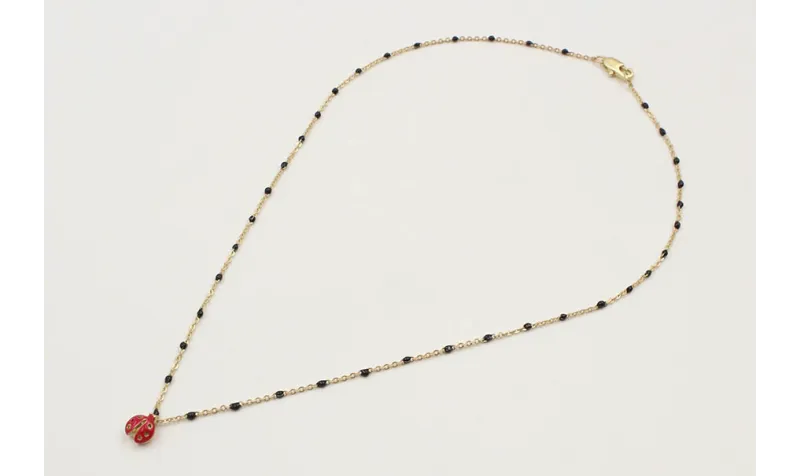 Collar cadena eslabón y microbola negra con colgan