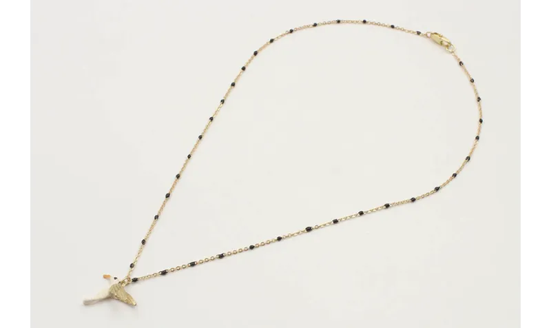 Collar cadena eslabón y microbola negra con colgan