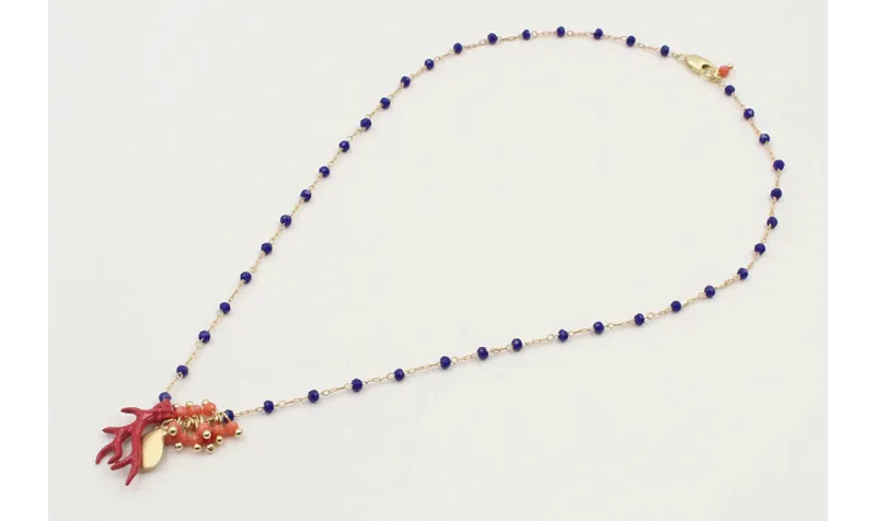 Collar cadena facetadas azulonas con burruño facet