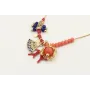 Collar cadena fina oro con facetadas coral, rama p
